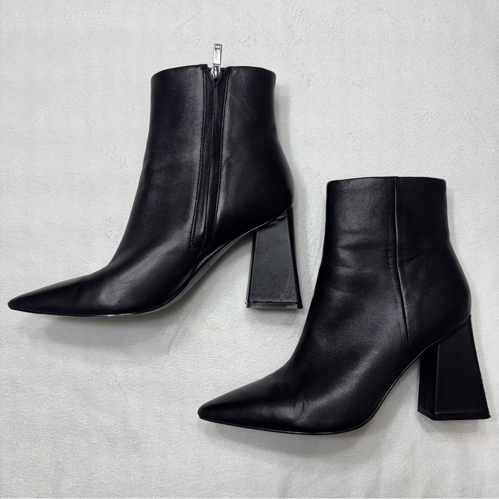 Marc Fisher Sleek Leather Black Ankle Booties
